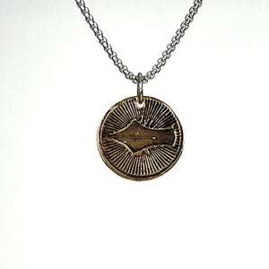 Round Fountain Pen Nib Necklace - bronze and thicker Stainless Steel chain