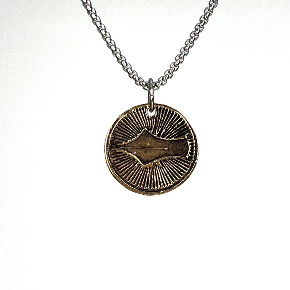 Round Fountain Pen Nib Necklace - bronze and thicker Stainless Steel chain