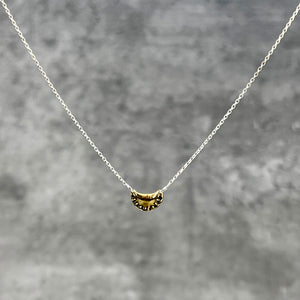 Petite Pierogi Necklace - solid cast brass on open link Sterling Silver Chain