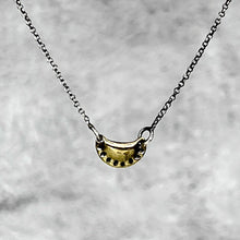 Load image into Gallery viewer, Petite Pierogi Necklace - solid cast brass on soldered antique Sterling Silver Chain
