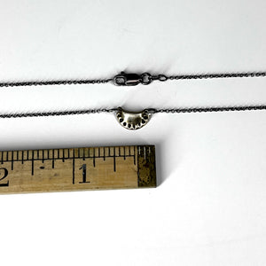 Petite Pierogi Necklace - solid cast brass on soldered antique Sterling Silver Chain
