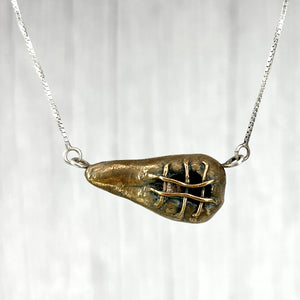 Bronze Pod on sterling silver box chain