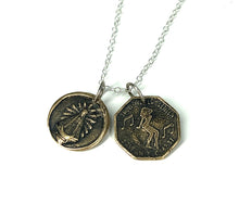 Load image into Gallery viewer, Santos y Putas - Bronze charms on adjustable Sterling Silver chain
