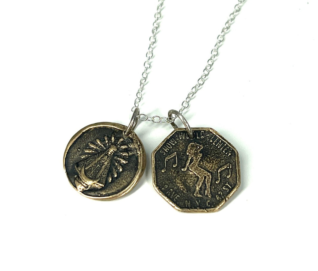 Santos y Putas - Bronze charms on adjustable Sterling Silver chain