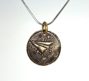 Snail Mail Round Charm Necklace - bronze on stainless chain
